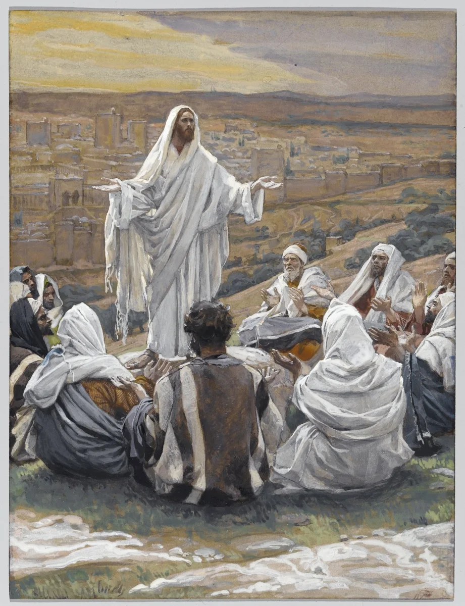 Jesus ensina o Pai-Nosso aos discípulos, por James Tissot
