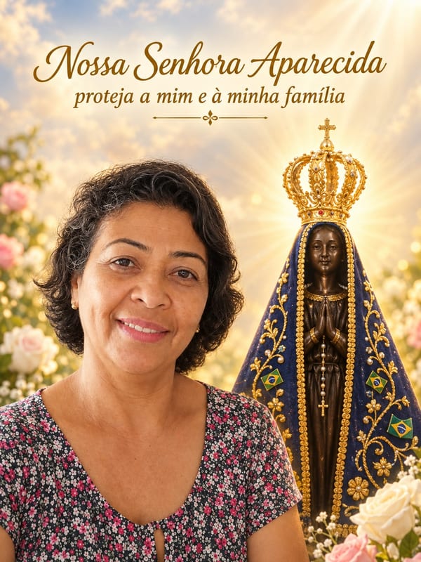 Exemplo: montagem pronta com Nossa Senhora Aparecida