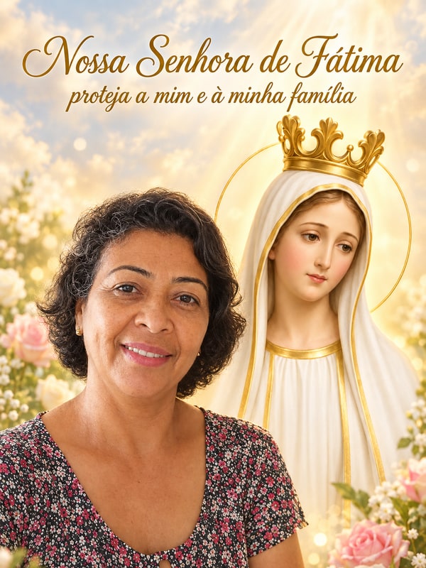 Exemplo: montagem pronta com Nossa Senhora de Fátima