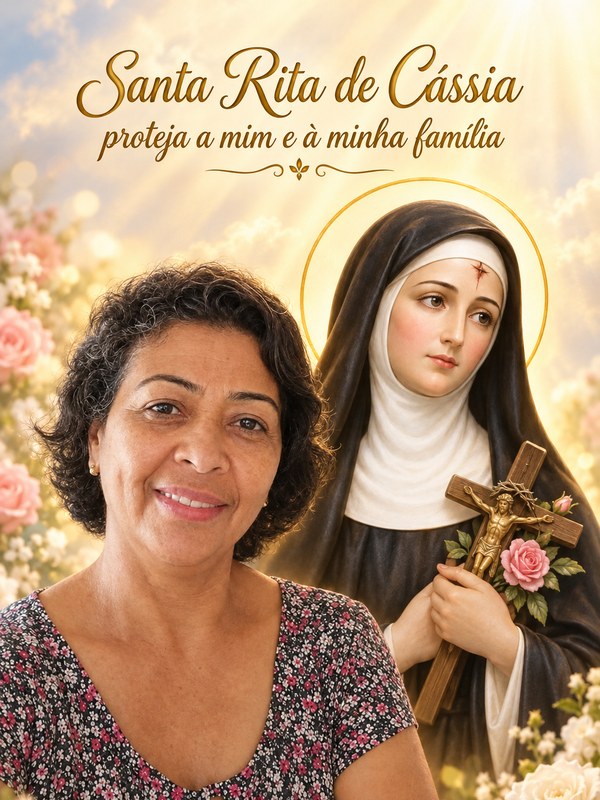 Exemplo: montagem pronta com Santa Rita de Cássia